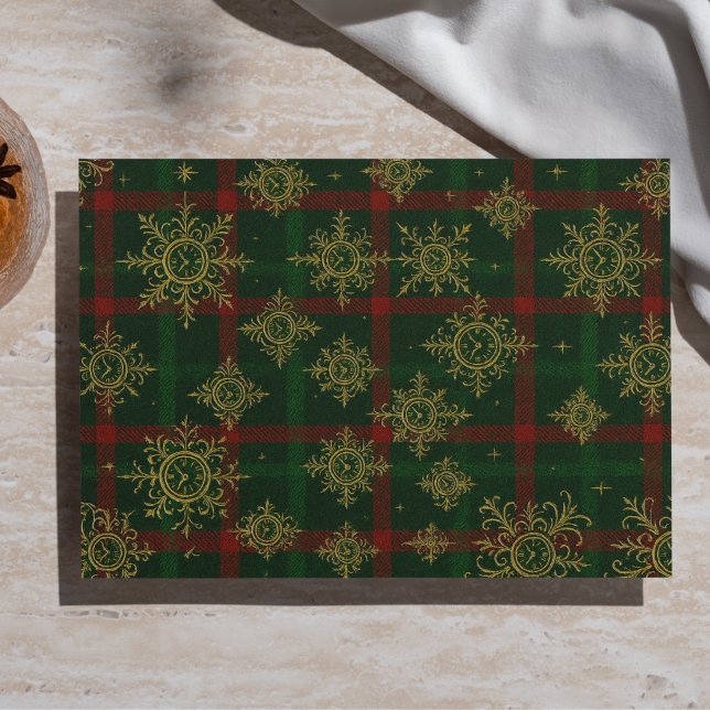Papel De Seda Copo de nieve steampunk en tartán rojo y verde (Subido por el creador)