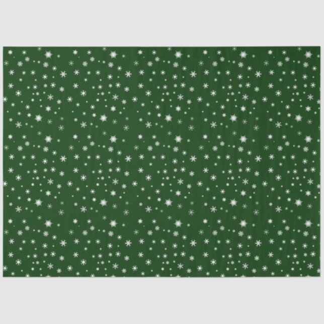 Papel De Seda Copo de nieve verde y blanco (Anverso)