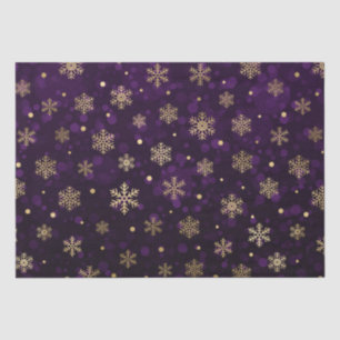 Papel De Seda Copos de Navidad con Bokeh Púrpura y Hoja de Oro
