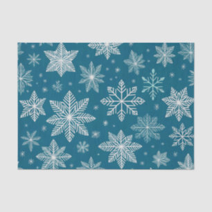 Papel De Seda Copos de Navidad de Invierno Azul Teal Blanco