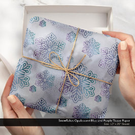 Papel De Seda Copos de nieve Azul y Púrpura Opalescentes