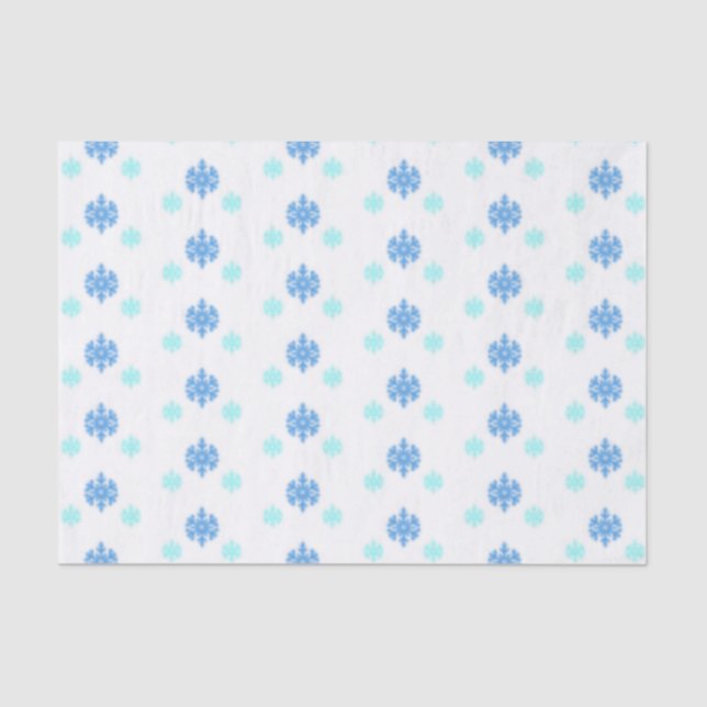 Papel De Seda Copos de nieve azules (Anverso)