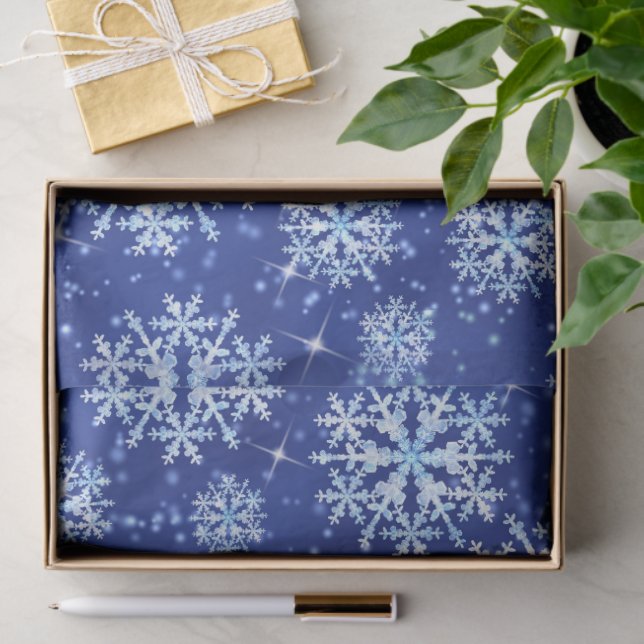 Papel De Seda Copos de nieve azules  (Regalo )