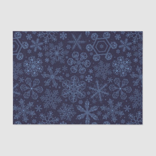 Papel De Seda Copos de nieve azules (Anverso)