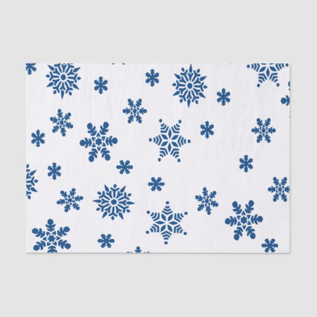 Papel De Seda Copos de nieve azules (Anverso)