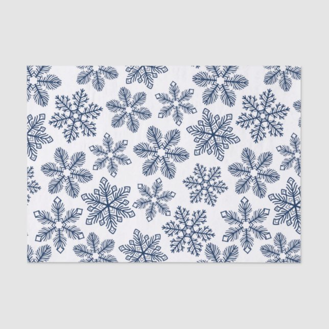 Papel De Seda Copos de nieve azules (Anverso)