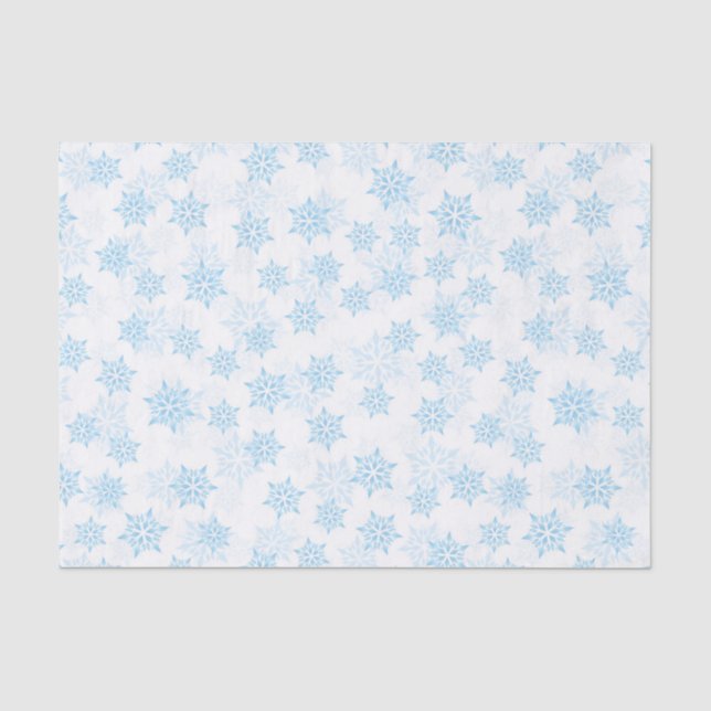 Papel De Seda Copos de nieve azules bebé Navidad Blanca (Anverso)