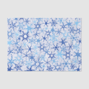 Papel De Seda Copos de nieve azules congelados