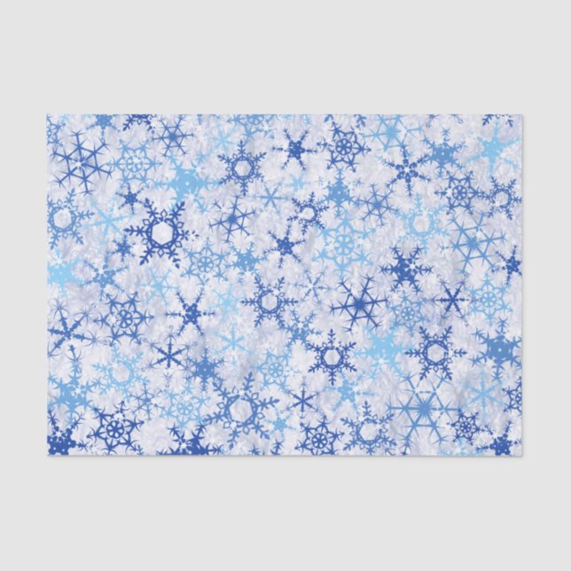 Papel De Seda Copos de nieve azules congelados (Anverso)