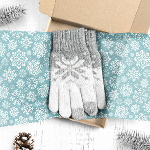 Papel De Seda Copos de nieve blancos en Navidad azul