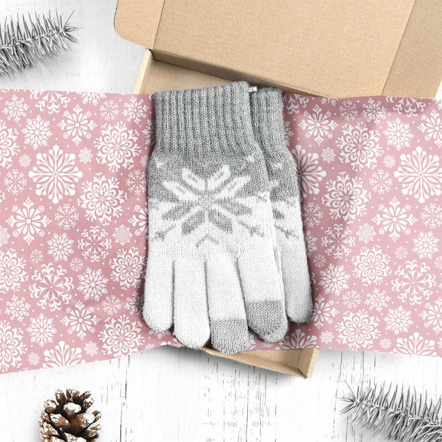 Papel De Seda Copos de nieve blancos en Navidad rosa  (Subido por el creador)