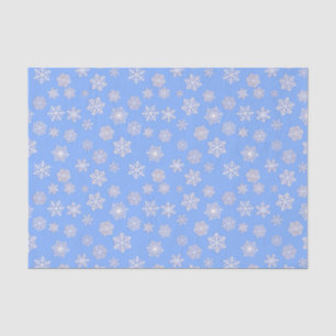 Papel De Seda Copos de nieve blancos en un fondo azul hielo
