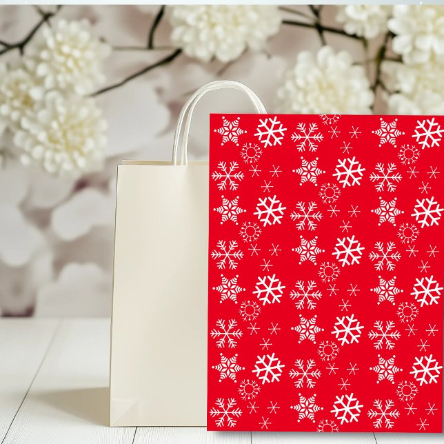 Papel De Seda Copos de nieve blancos y Navidades de fondo rojo (Subido por el creador)