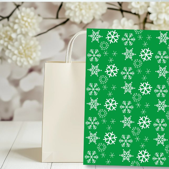 Papel De Seda Copos de nieve blancos y Navidades de fondo verde (Subido por el creador)