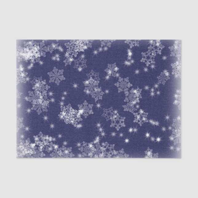 Papel De Seda Copos de nieve contra un cielo nocturno (Anverso)