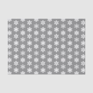 Papel De Seda Copos de nieve de Ikat - grises carbones y blanco
