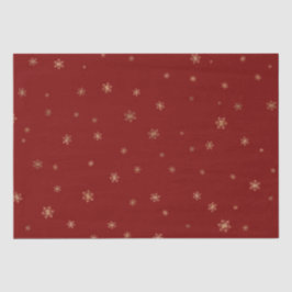 Papel De Seda Copos de nieve de oro de Navidades rojos
