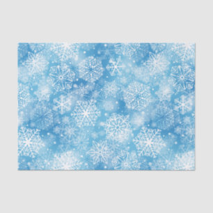 Papel De Seda Copos de nieve en azul