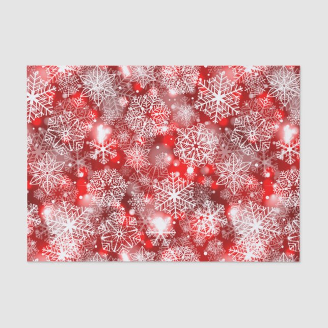 Papel De Seda Copos de nieve en rojo (Anverso)