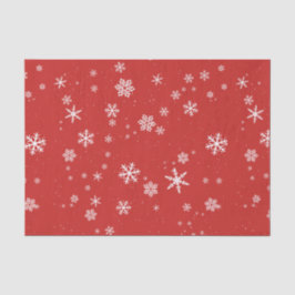 Papel De Seda Copos de nieve en vacaciones de Navidades rojos de