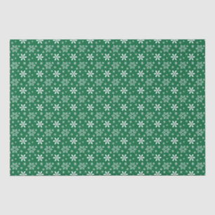 Papel De Seda Copos de nieve festivos verdes y blancos de Navida