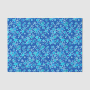 Papel De Seda Copos de nieve geométricos modernos, azul zafiro