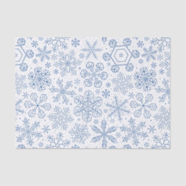 Papel De Seda Copos de nieve grises en blanco roto (Anverso)