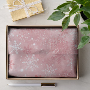 Papel De Seda Copos de nieve Navidad Rosa y Blanca