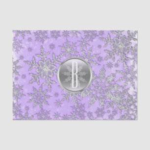 Papel De Seda Copos de Nieve Purpura Plateado Invierno Mágico