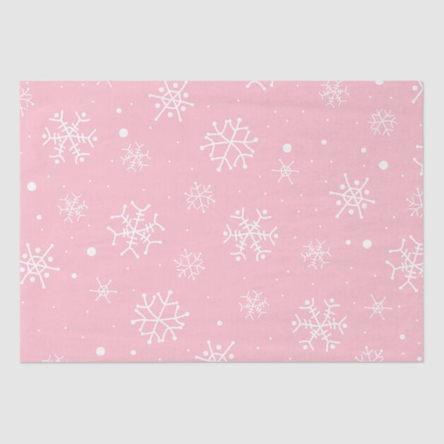 Papel De Seda Copos de nieve rosa y blanco  (Anverso)