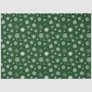 Papel De Seda Copos de nieve verdes y blancos grandes