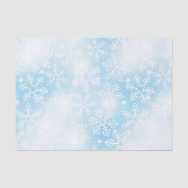 Papel De Seda Copos de nieve y luces azules (Anverso)