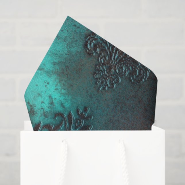 Papel De Seda Copper Patina Rustask Damask (Bolsa de regalo)