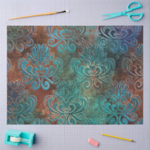 Papel De Seda Copper Patina Rustask Damask