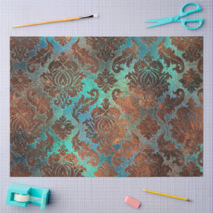 Papel De Seda Copper Patina Rustask Damask