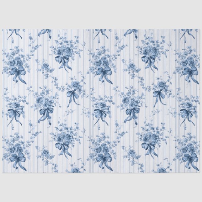 Papel De Seda Coqueta azul medio y blanco  (Anverso)