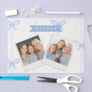 Papel De Seda Coqueta de lazo azul personalizado Estética del no