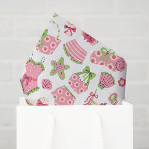 Papel De Seda Coqueta de verano de playa rosa y verde