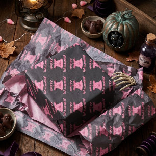 Papel De Seda Coqueta Fantasma Rosa Feliz Halloween Arte Digital