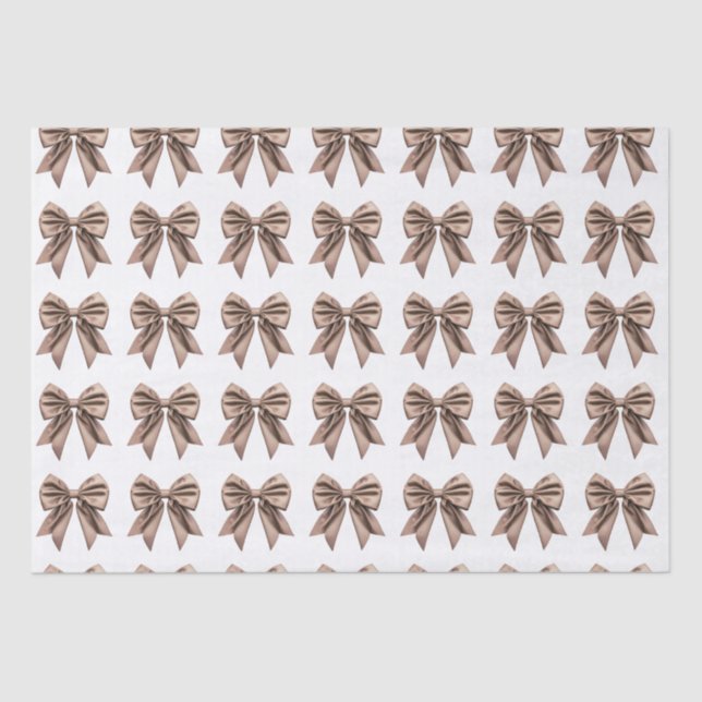 Papel De Seda Coquette Bow Pattern Mocha Brown (Anverso)
