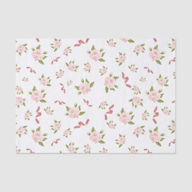 Papel De Seda Coquette Femenina Cinta rosa estética floral (Anverso)