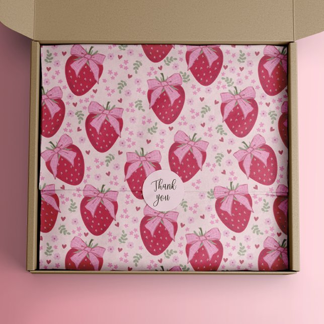 Papel De Seda Coquette Strawberry Valentine (strawberry coquette bow pink floral tissue gift wrap)