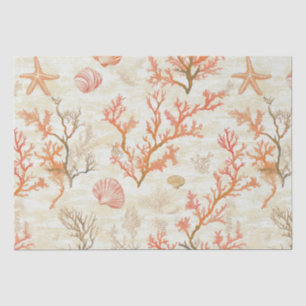 Papel De Seda Coral de concha de océano vintage beige marfil