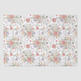 Papel De Seda Coral floral delicado de acuarela - Avery