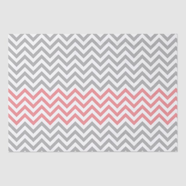 Papel De Seda Coral Gray White Chevron (Anverso)