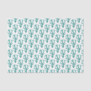 Papel De Seda Coral Marino Estilizado Vintage #5 Aqua