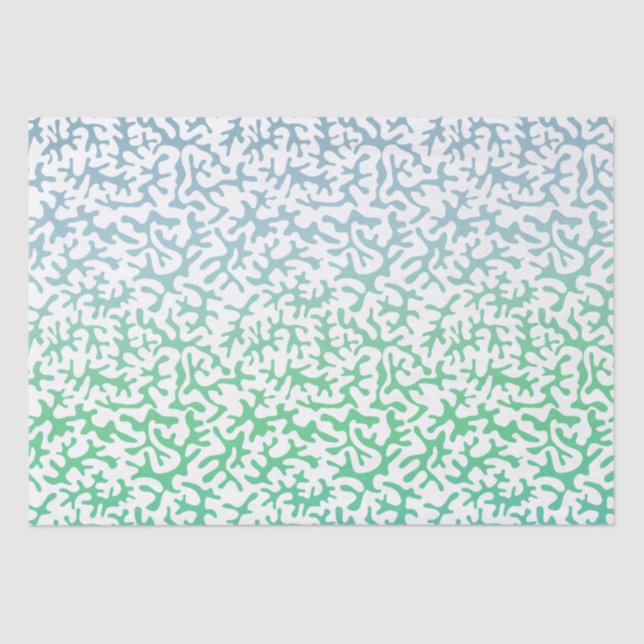 Papel De Seda Coral Ombre del verde azul (Anverso)