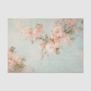 Papel De Seda Coral Pálido Afligido / Flores Rosadas en los Bord