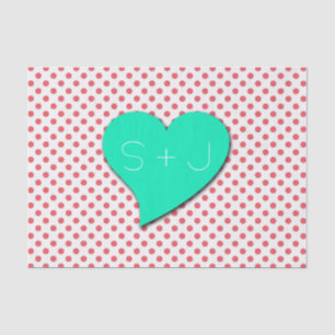 Papel De Seda Coral Pink Polka Dots-Monogram by Shirley Taylor