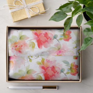 Papel De Seda Coral Rojo Naranja Floral Rosa Brillante
